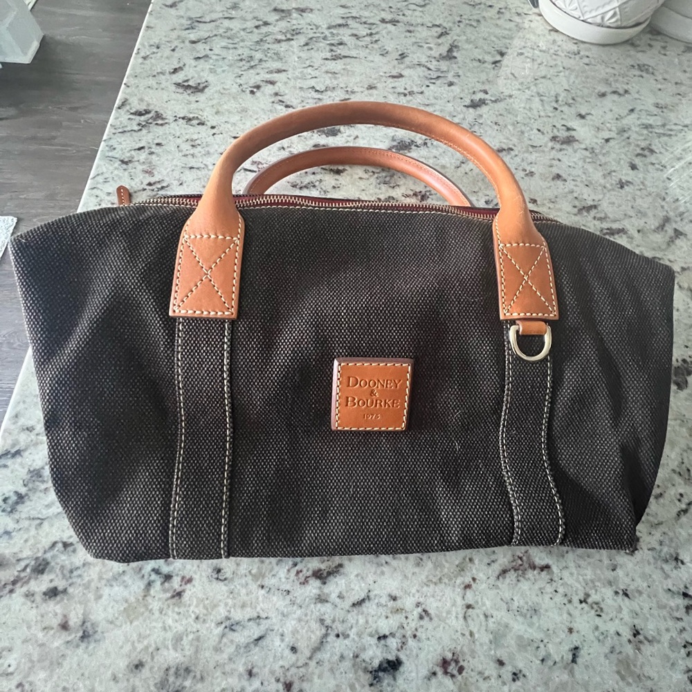Dooney & Bourke Black Duffel Bag with Tan Accents